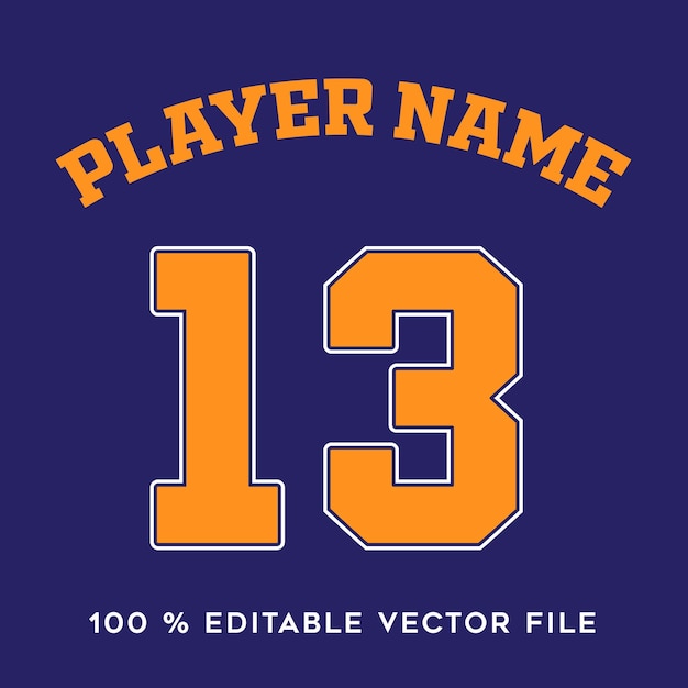 número de camiseta nombre del equipo de baloncesto efecto de texto imprimible vectorial editable.