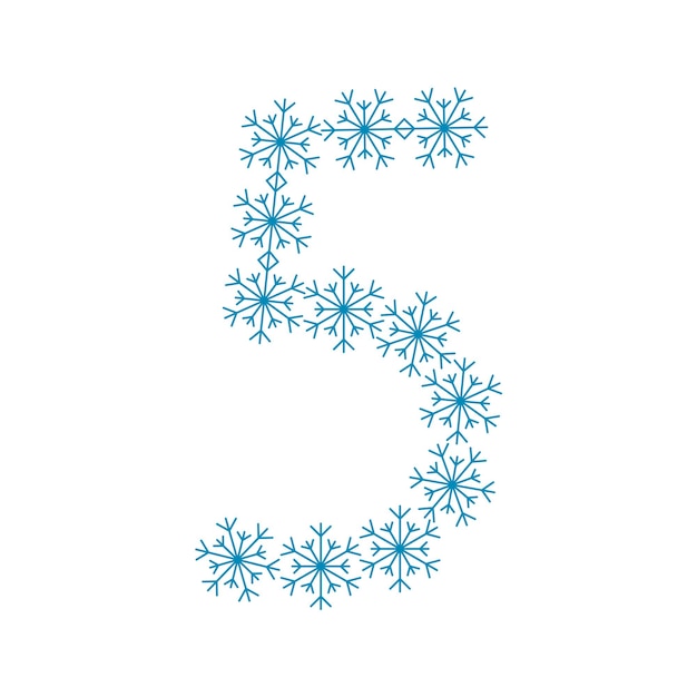 Número cinco de copos de nieve. Fuente o decoración festiva para Navidad y Año Nuevo