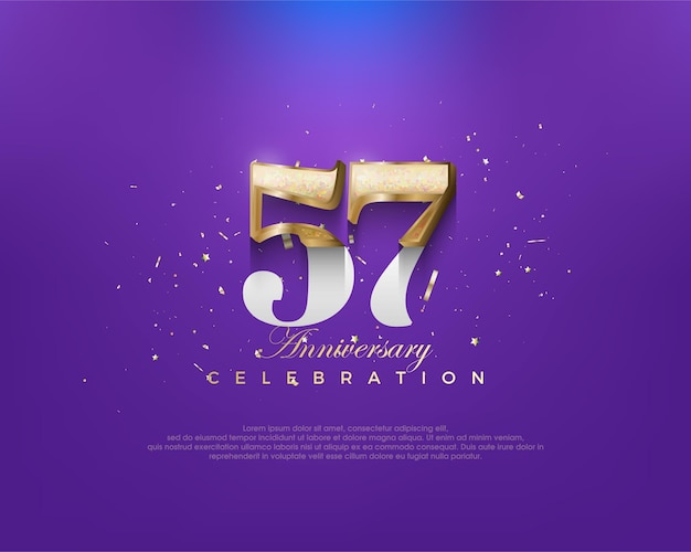 Número clásico único 57 para una celebración de aniversario con un diseño lujoso Vector premium para un saludo de celebración de carteles y pancartas