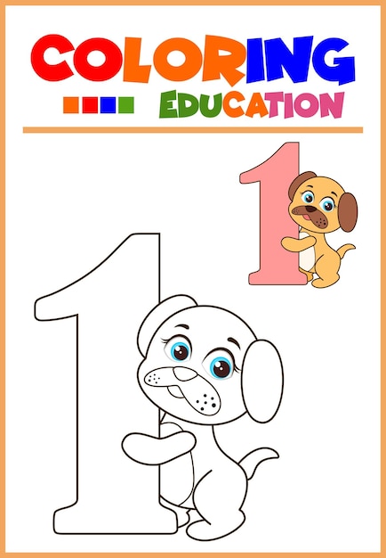 Número para colorear para el aprendizaje de los niños.