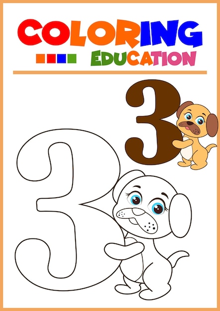 Número para colorear para el aprendizaje de los niños.