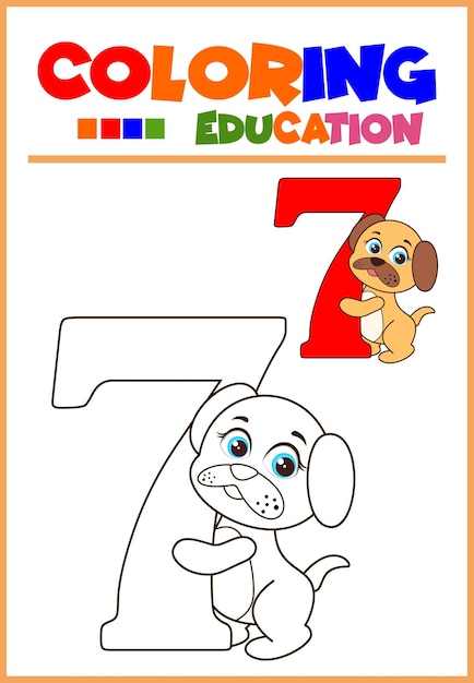 Número para colorear para el aprendizaje de los niños.