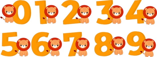 Número de cumpleaños con tema de león Vela de cumpleños con números 0123456789