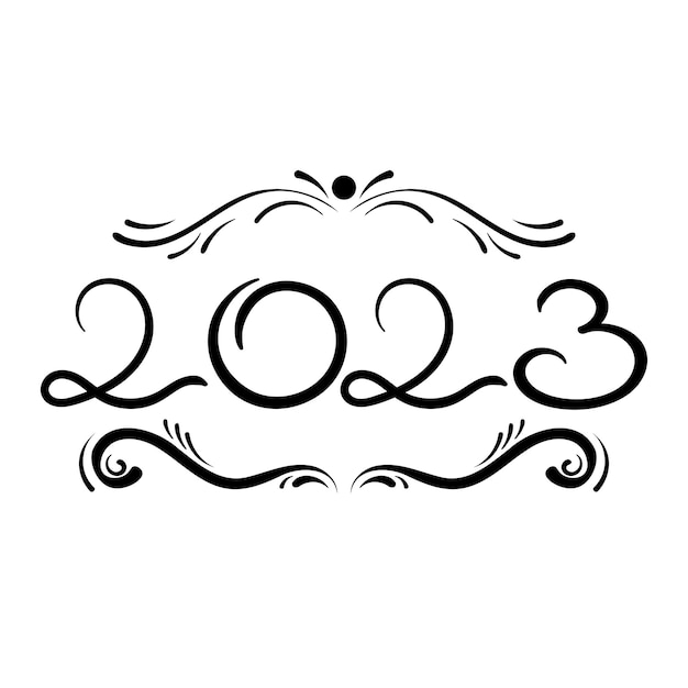Vector número dibujado a mano 2023. logotipo texturizado 2023 para tarjeta, postal, calendario, promoción, temperatura de diseño de venta