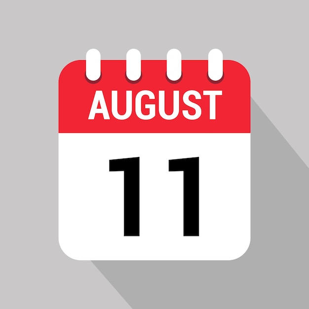 Número de diseño de objeto vectorial del icono del calendario del 11 de agosto