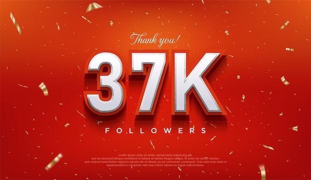 Vector un número elegante para agradecer a los 37 mil seguidores el último diseño vectorial premium