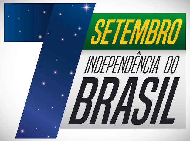 Número estrellado siete y calendario con fecha recordatoria para celebrar el Día de la Independencia de Brasil