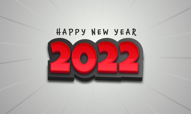 Vector número de etiqueta engomada 3d 2022 sobre fondo de rayos grises para el concepto de feliz año nuevo.