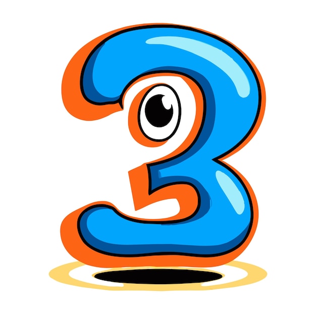 Vector número fuente logotipo dibujado a mano plano elegante pegatina de dibujos animados icono concepto ilustración aislada