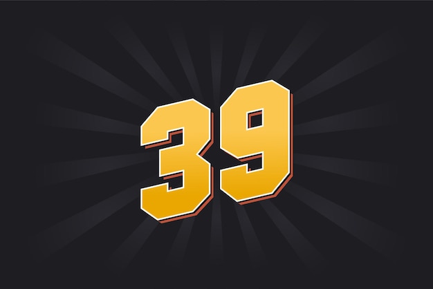 Número 39 fuente vectorial alfabeto 39 número amarillo con fondo negro