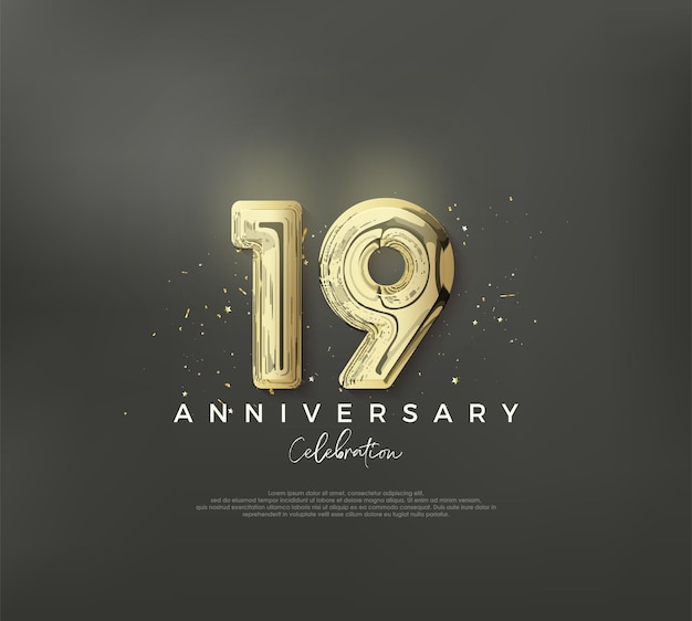 Número de globo plateado Vector premium Fondo de celebración del 19 aniversario Vector premium para cartel banner celebración saludo