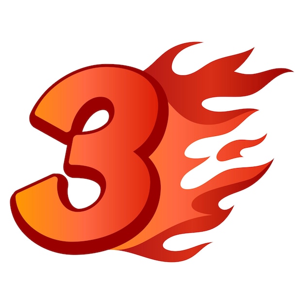 Número de gradiente 3D con fuego