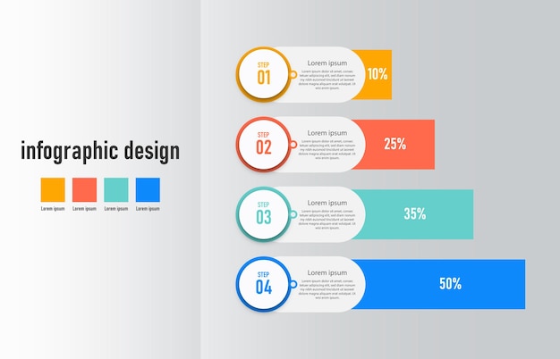Número de gráfico de flujo de trabajo de infografía de pasos gráfico de pasos de proceso de infografía con iconos de línea información