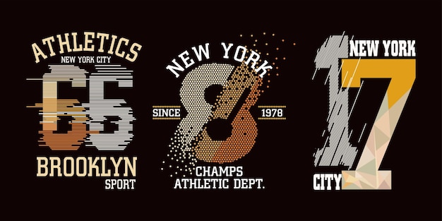 Número de ilustración conjunto gráfico atlético de nueva york conjunto gráfico Emblema de tipografía de ropa deportiva