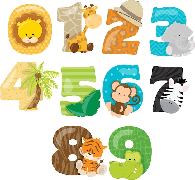 numero imprimible animal safari