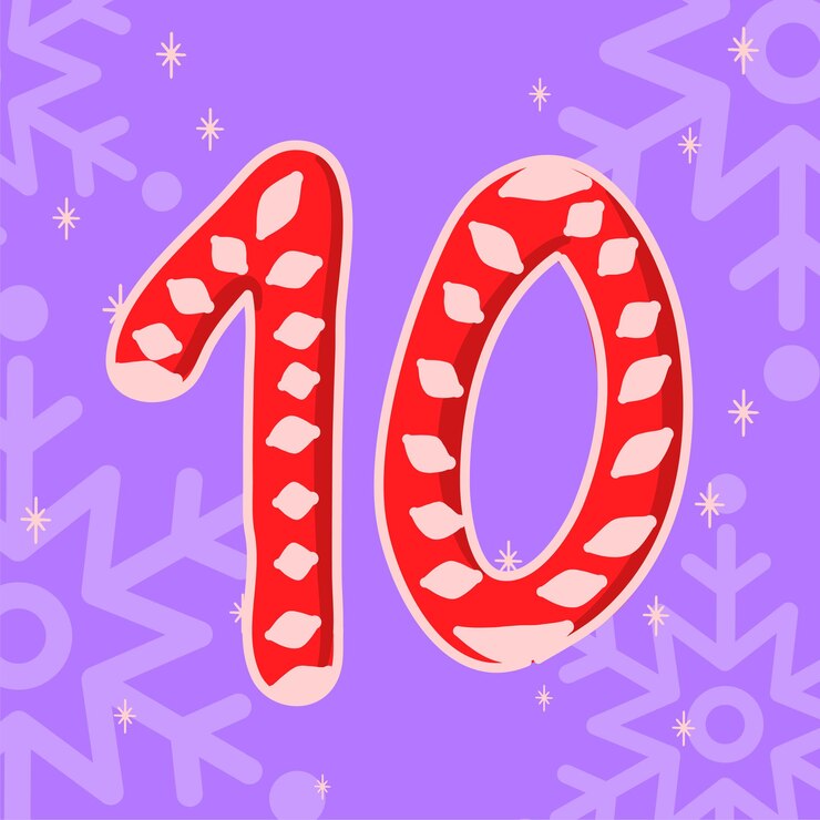 Vector número de invierno de navidad de caramelo