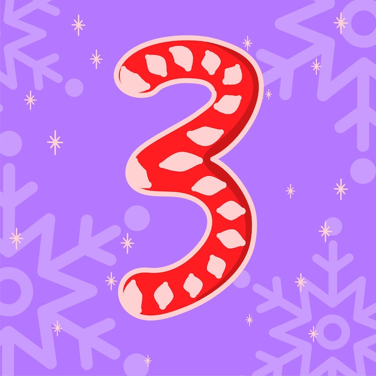 Vector número de invierno de navidad de caramelo