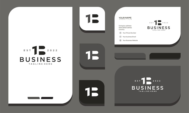 número letra 11B B1 espacio negativo diseño de logotipo tarjeta de visita