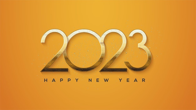 Número de línea simple 2023 que dice feliz año nuevo 2023