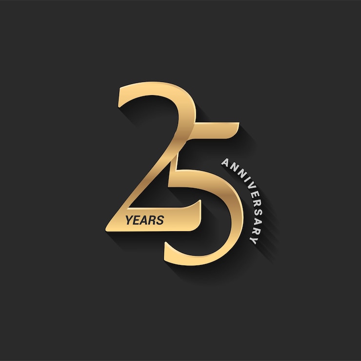Vector el número del logotipo del 25 aniversario diseño elegante de oro brillante