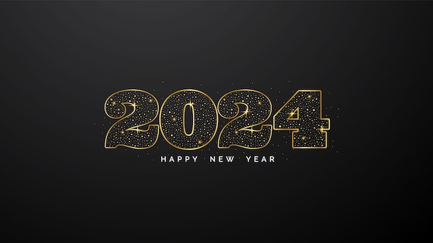 Número de moda 2024 con un efecto de brillo brillante Vector de elementos gráficos artísticos