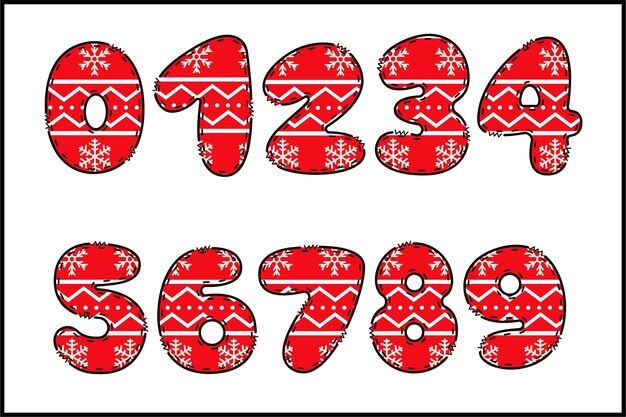 Número de Navidad hecho a mano color arte creativo diseño tipográfico