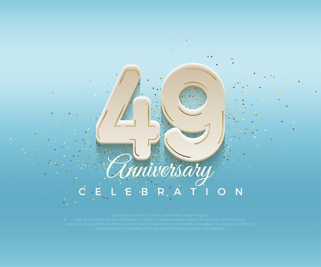 Número en negrita moderno diseño premium para la celebración del 49 aniversario Vector premium para el poster de la celebración de la celebración