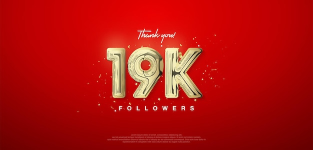 Número de oro de 19k gracias por los seguidores carteles pancartas de publicaciones en redes sociales