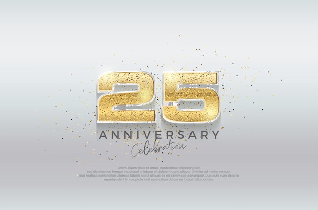 Número de oro 25 Diseño premium con lujosa purpurina dorada Vector premium para cartel banner saludo de celebración