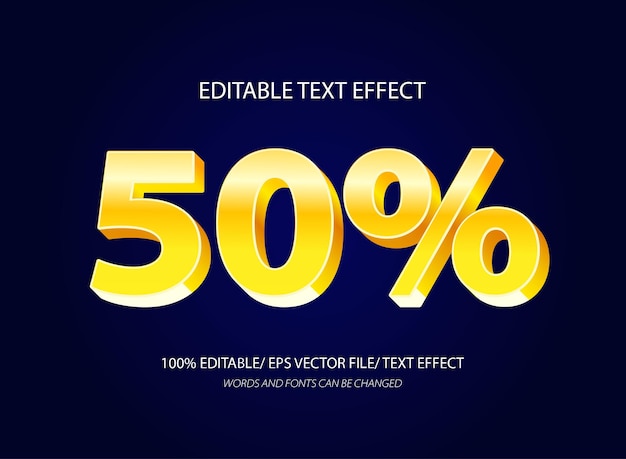 Número de oro en porcentaje plantilla de efecto de texto editable 3d