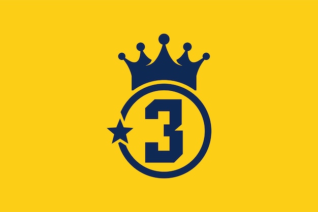 Número plano tres tercer ganador logro premio campeón etiqueta diseño de plantilla de logotipo ilustración