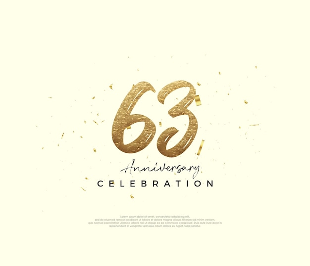 Número rústico para la celebración del 63o aniversario diseño vectorial premium vector premium para el cartel de la celebración del estandarte