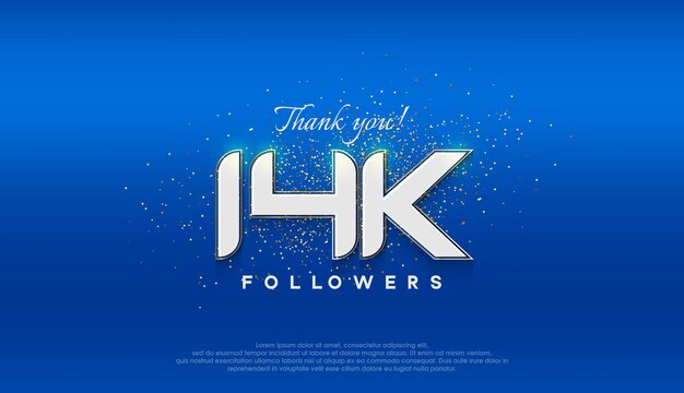 Número de seguidores 14k seguidores diseño de celebración de logros