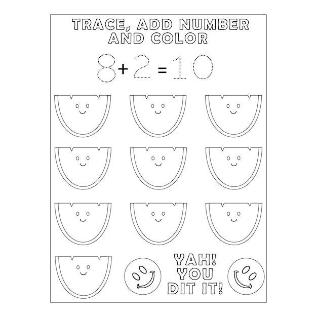 Número de seguimiento agregar páginas de número y color para vector premium imprimible para niños