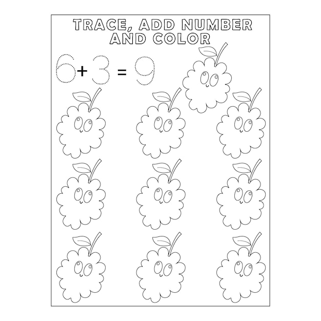 Vector número de seguimiento agregar páginas de número y color para vector premium imprimible para niños