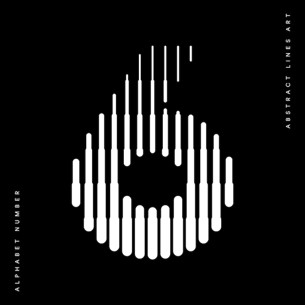 Número seis 6 líneas de logotipo abstracto ilustración de vector de arte moderno