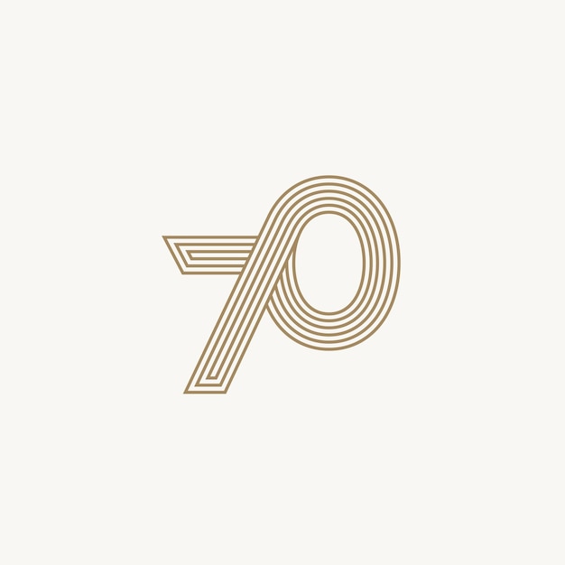 número setenta línea de arte elegante logotipo