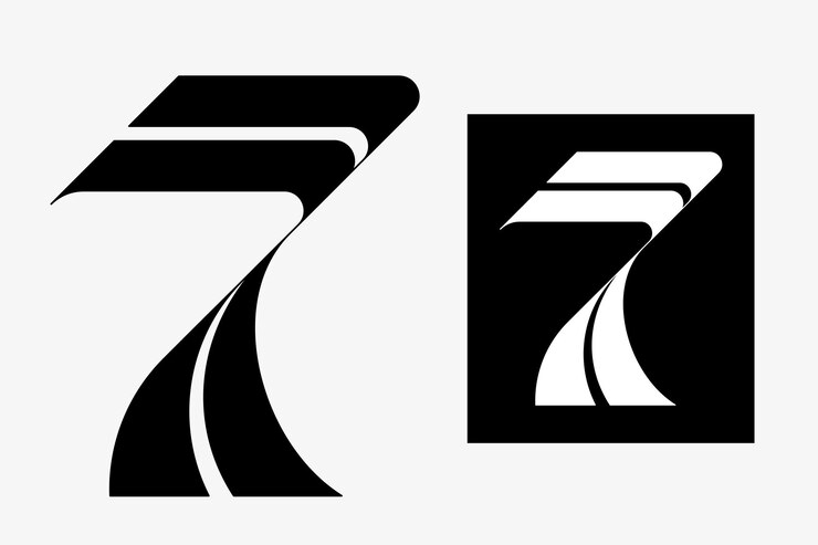 Vector número siete 7 logo estilo moderno y elegante