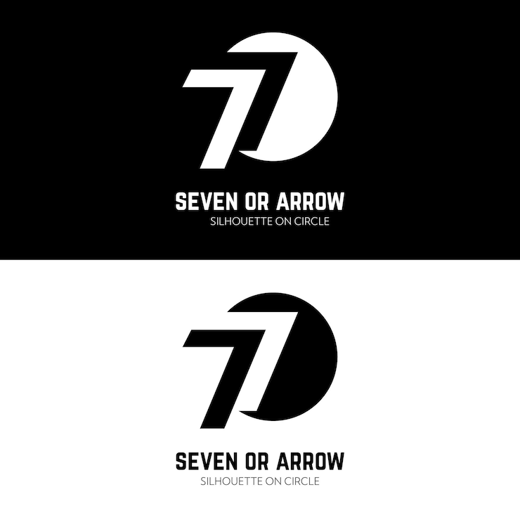 Vector número siete en el círculo para el diseño de logotipo corporativo afortunado o celebración de cumpleaños de aniversario