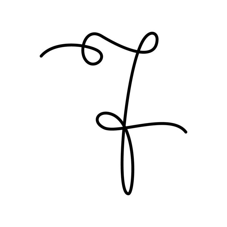 Vector número siete línea continua concepto de diseño de letras a mano en estilo minimalista concepto de arte de línea