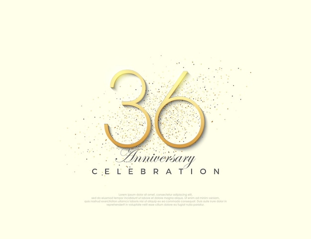 Número simple 36o aniversario Número vectorial premium para la celebración Vector premium para el cartel de la celebración del banner