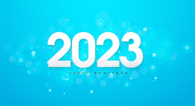 Número simple y limpio 2023 sobre un fondo azul brillante