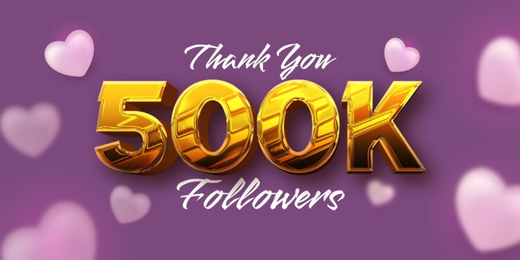 Vector número de texto editable efecto dorado 500k seguidores para suscribirse con globos de corazón