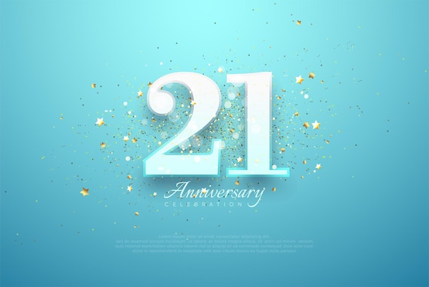 Número vectorial único con números blancos azules con un fondo lleno de brillo dorado brillante Diseño vectorial premium para saludos invitaciones de fiestas y publicaciones en redes sociales