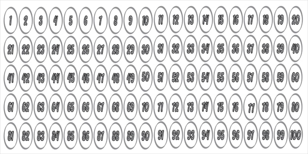 Números del 1 al 100 círculo de burbujas grises negras icono del logotipo de la edad premium