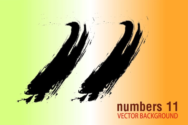 números 11 escritos con un vector de pincel, fuentes vectoriales - Caligrafía manuscrita.