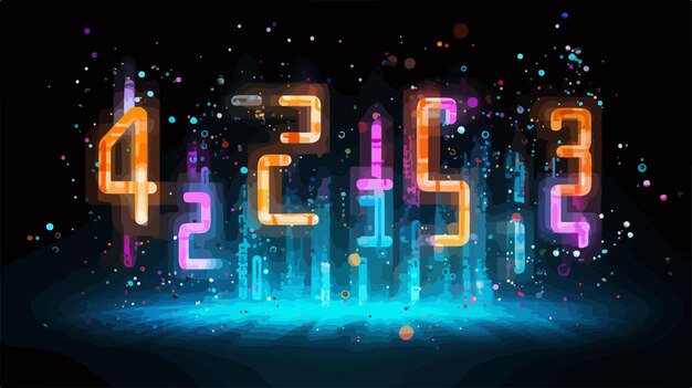 Números 3D cibernéticos futuristas Numeración vectorial de arte de píxeles