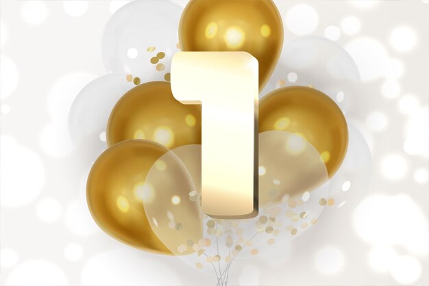 Números de aniversario fecha celebración fondo con globos