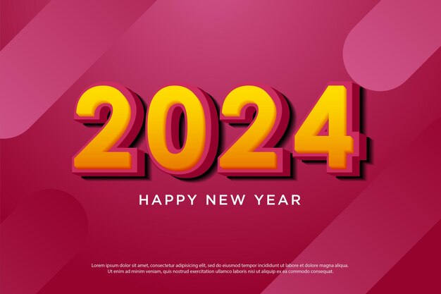 Los números de año nuevo 2024 con un sutil efecto de sombra hacen que los números