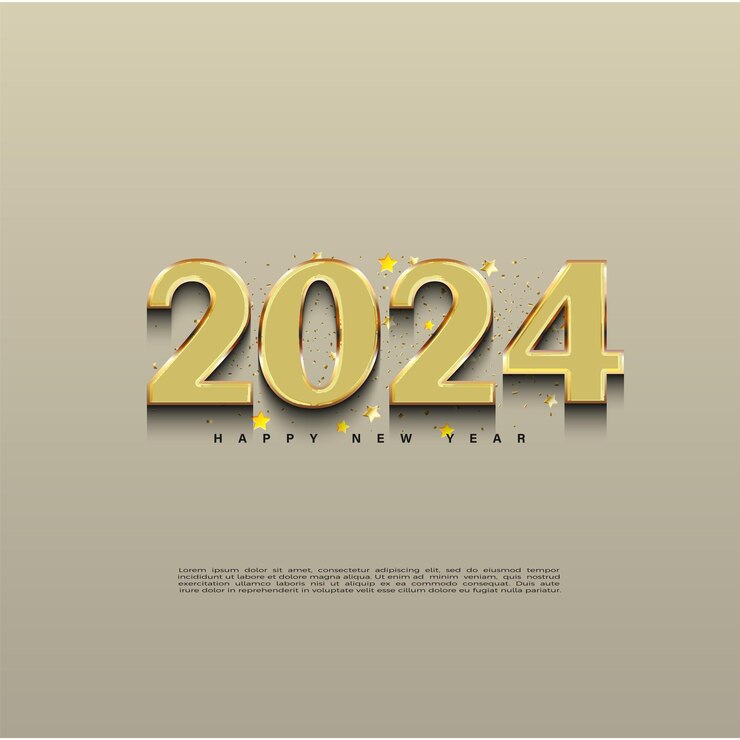 Vector números clásicos y colores modernos para el diseño premium de vector de celebración de año nuevo 2024